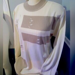 LACE Canada Spring Light Cream and Tan Sweater Woman's Size Large